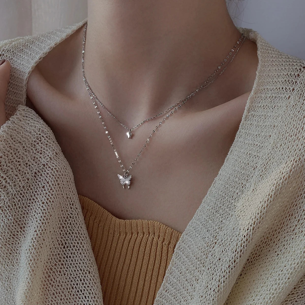 Butterfly Double-Layer Clavicle Necklace