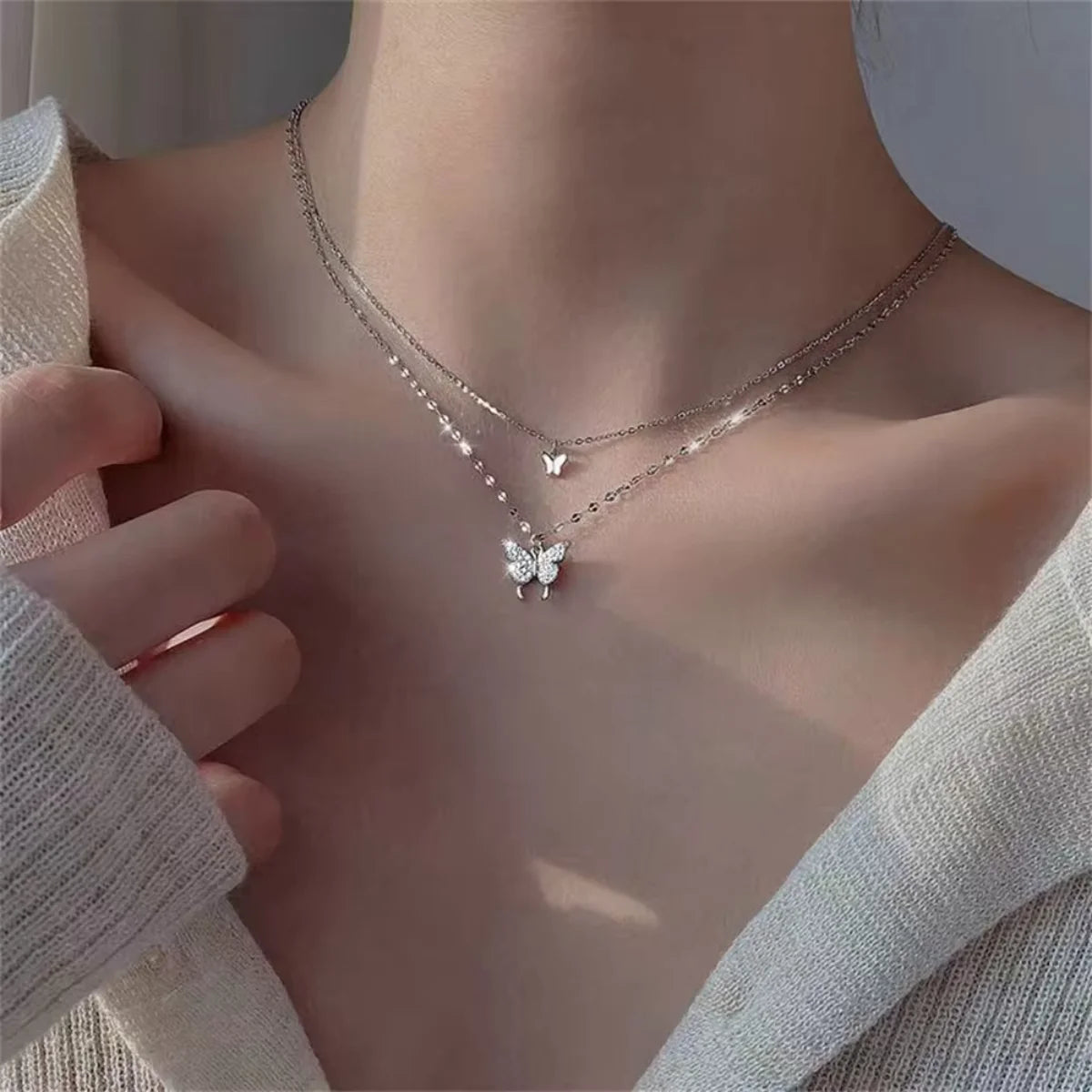 Butterfly Double-Layer Clavicle Necklace